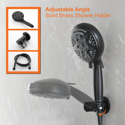 8 in. 6-Spray Patterns Tub Wall Mount Dual Fixed Shower Head