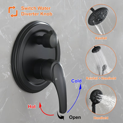 8 in. 6-Spray Patterns Tub Wall Mount Dual Fixed Shower Head