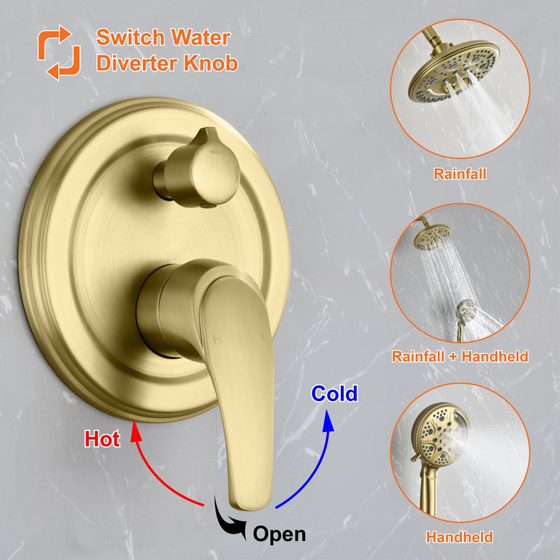 8 in. 6-Spray Patterns Tub Wall Mount Dual Fixed Shower Head