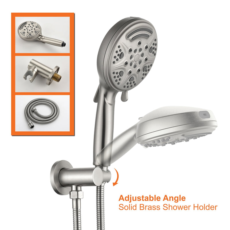 8 in. 6-Spray Patterns Tub Wall Mount Dual Fixed Shower Head