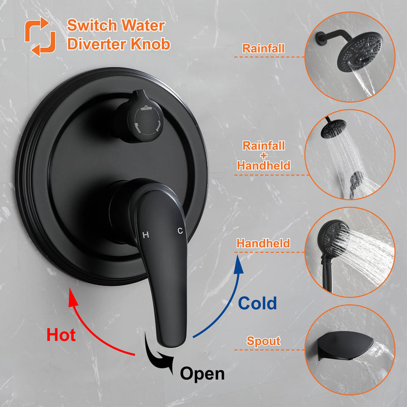 Single-Handle 3-Spray Round High Pressure Shower Faucet (Valve Included)