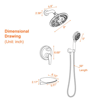 Single-Handle 3-Spray Round High Pressure Shower Faucet (Valve Included)