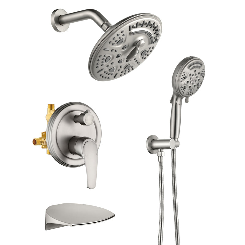 Single-Handle 3-Spray Round High Pressure Shower Faucet (Valve Included)