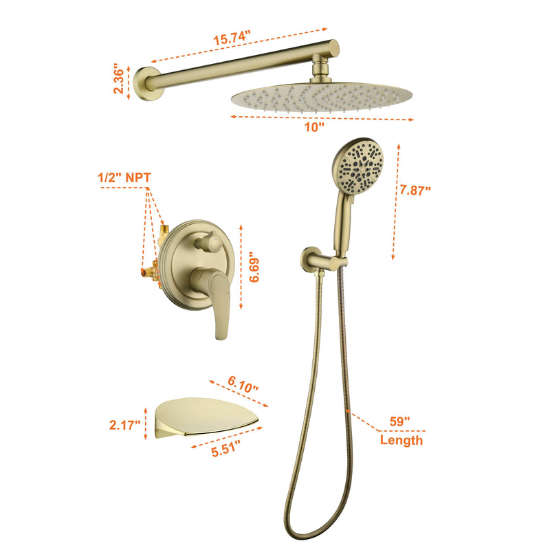 Single-Handle 3-Spray Round High Pressure Shower Faucet