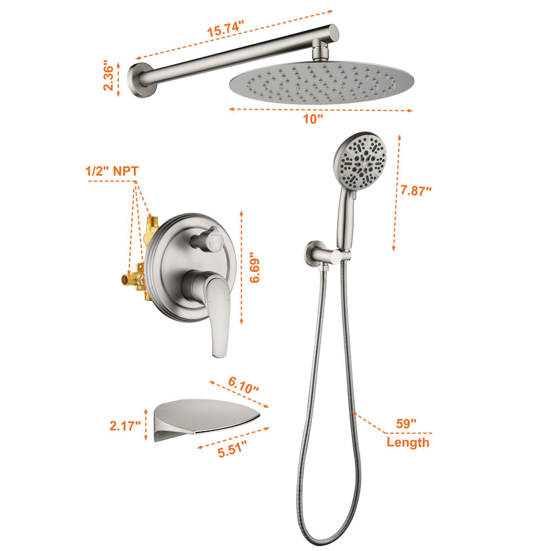 Single-Handle 3-Spray Round High Pressure Shower Faucet