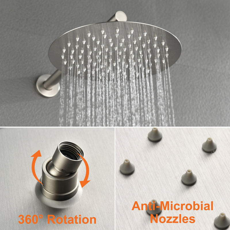 Single-Handle 3-Spray Round High Pressure Shower Faucet