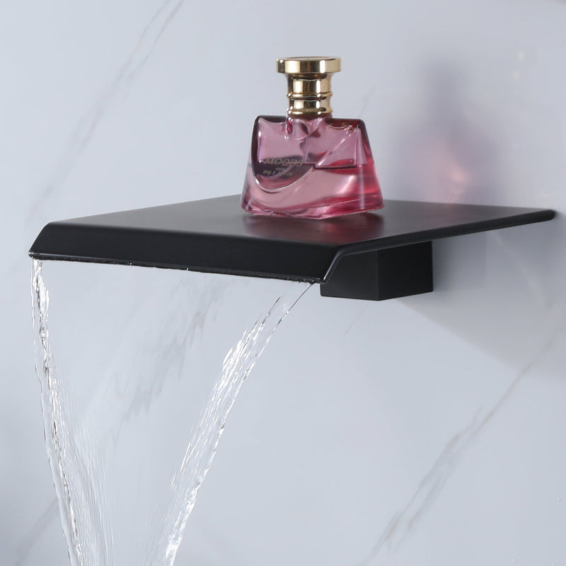 Waterfall Bathroom Lavatory Faucet Basin Mixer Tap With Shelf Black