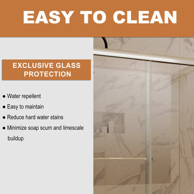 48 in. W x 72 in. H Sliding Framed Shower Door Finish with Clear Glass