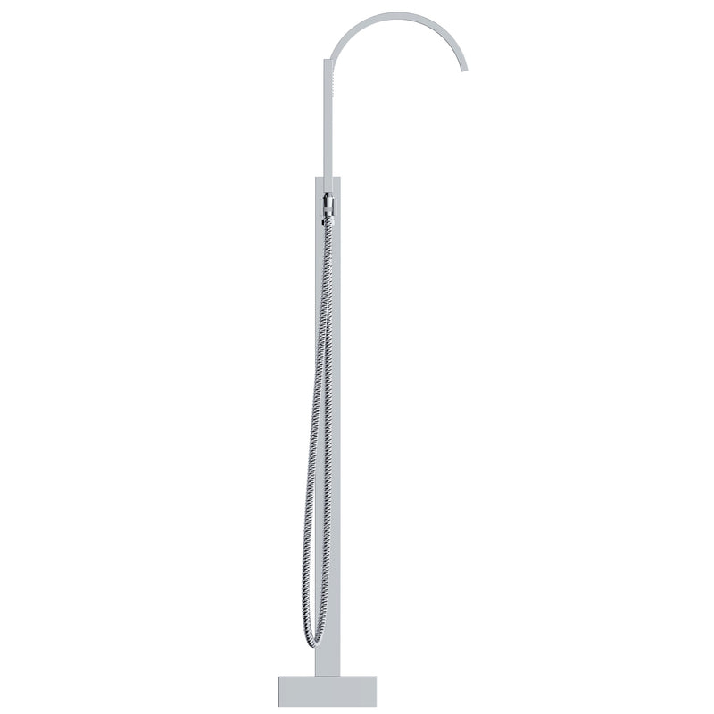 Waterfall Single Handle Floor Mount Freestanding Tub Faucet Bathtub Filler with Hand Shower