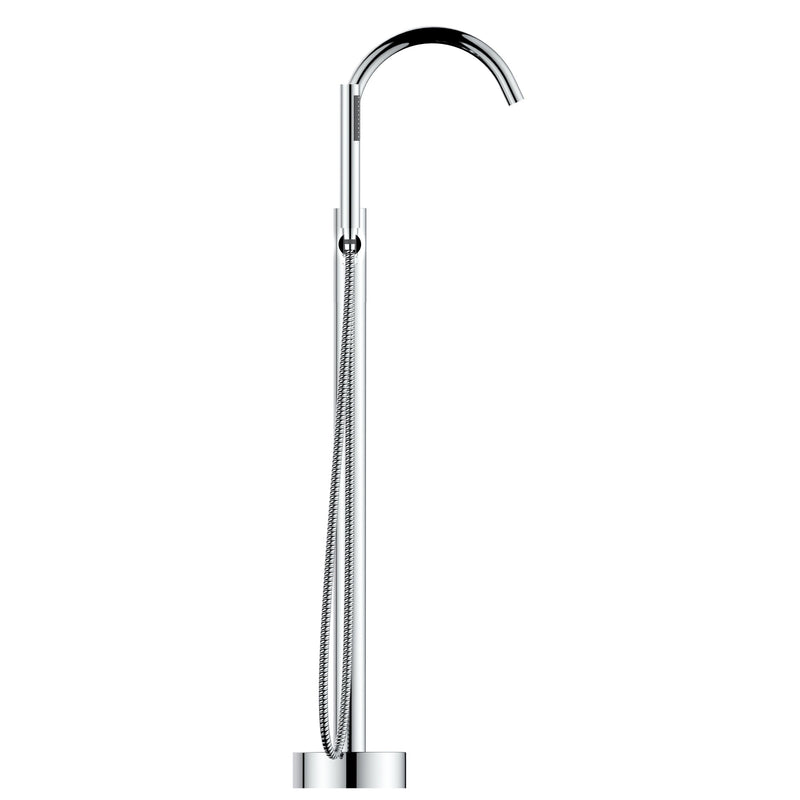 Free Standing Tub Faucets Brushed Nickel 2-handle Residential Freestanding High-arc Bathtub Faucet with Hand Shower (Valve Included)