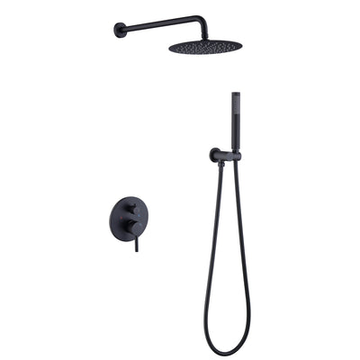 Wall Mounted with 10" Rainfall Shower Head and handheld shower faucet