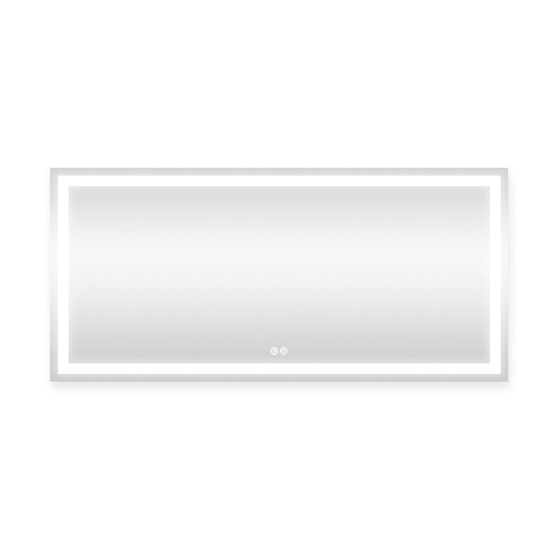 72 in. W x 36 in. H Frameless Rectangular LED Light Bathroom Mirror in Silver