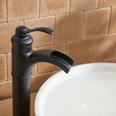 Waterfall Single Hole Single-Handle Vessel Bathroom Faucet With Pop-up Drain Assembly