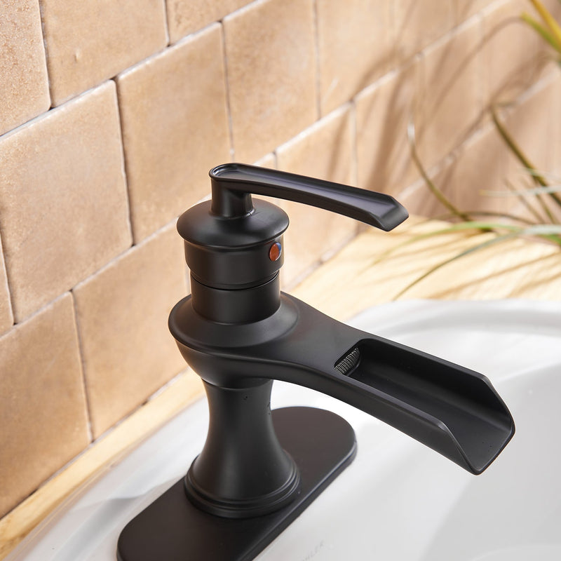 Single Handle Single Hole Bathroom Faucet Pop-Up Drain Included and Supply Lines