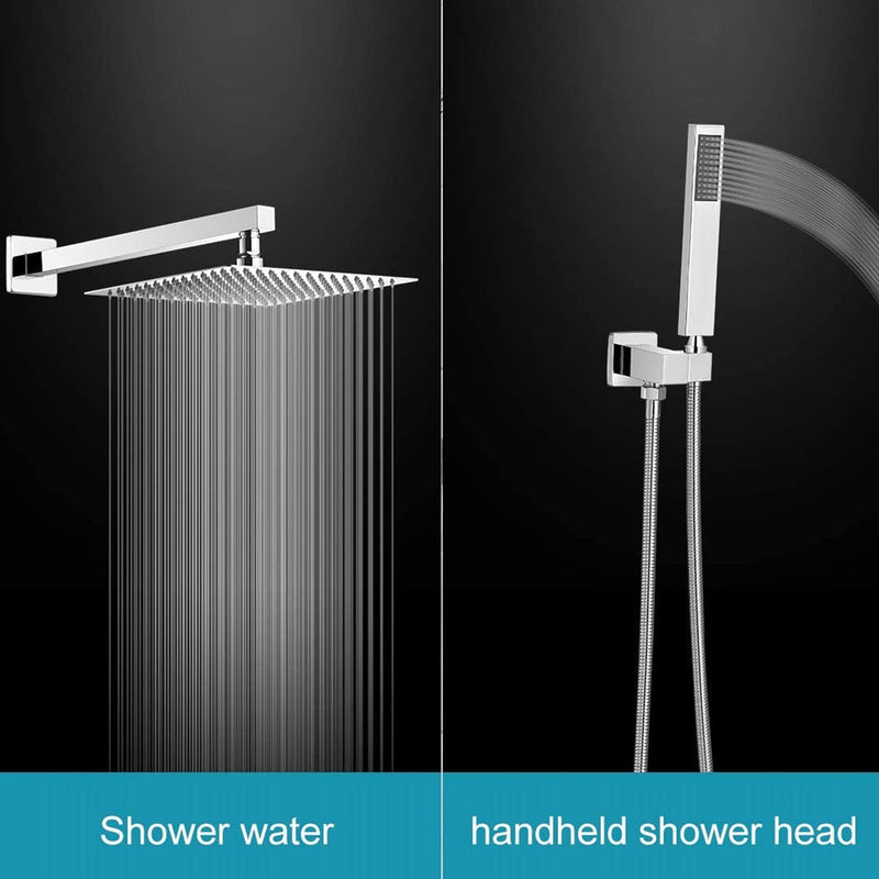 Single Handle 2-Spray Square High Pressure Shower Faucet with 16 in. Shower Head