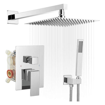 Single Handle 2-Spray Square High Pressure Shower Faucet with 16 in. Shower Head