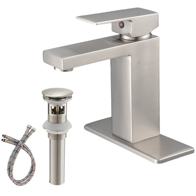 Single Hole Single-Handle Low-Arc Bathroom Faucet With Pop-up Drain Assembly