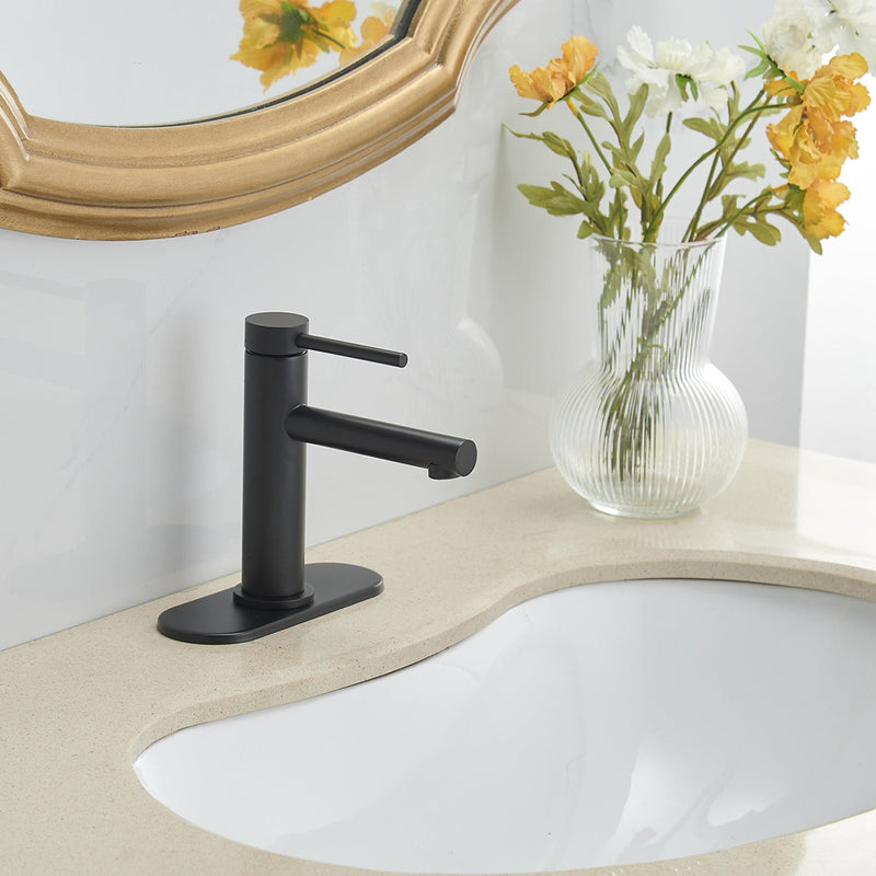 Single Hole Single-Handle Bathroom Faucet in Matte Black