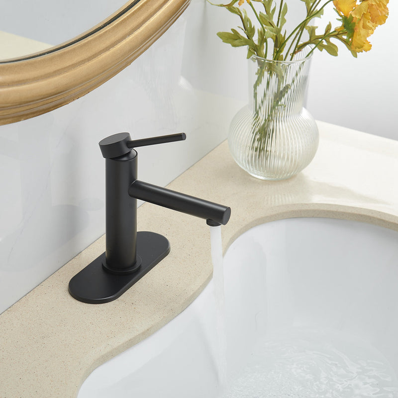 Single Hole Single-Handle Bathroom Faucet in Matte Black