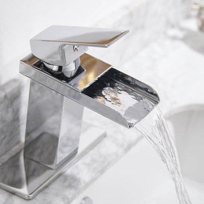 Single Hole Bathroom Faucet with Deckplate Included and Pop-up Drain and Supply Lines