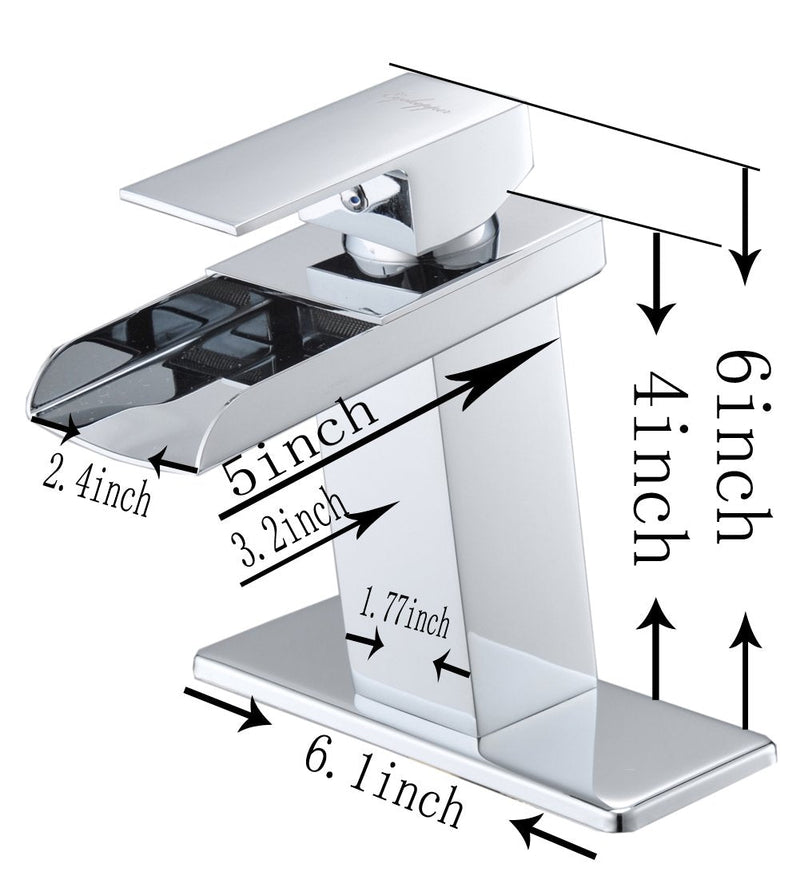 Single Hole Waterfall Bathroom Faucet with Deckplate Included and Drain Kit Included