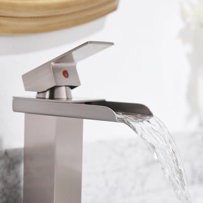 Single Hole Bathroom Faucet with Deckplate Included and Pop-up Drain and Supply Lines