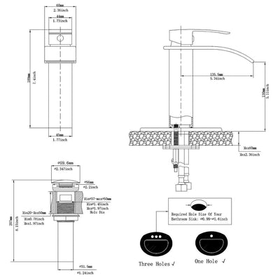 Waterfall Single Hole Single-Handle Low-Arc Bathroom Faucet With Pop-up Drain Assembly