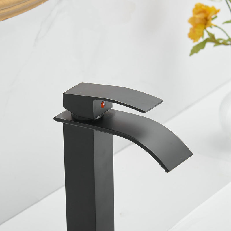 Single Hole Single Handle Waterfall Bathroom Vessel Sink Faucet With Pop-up Drain Assembly