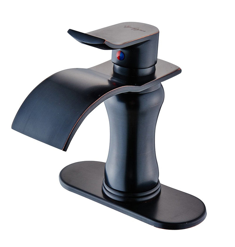 Single-Handle Bathroom Faucet with Deckplate Included and Supply Lines