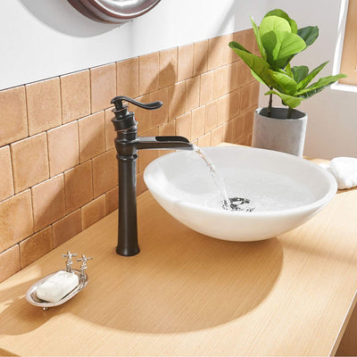 Single Handle Single Hole Bathroom Faucet with Deckplate Included and Supply Lines