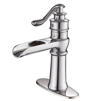 Single Handle Single Hole Bathroom Faucet with Deckplate Included and Supply Lines