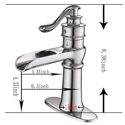 Single Handle Single Hole Bathroom Faucet with Deckplate Included and Supply Lines