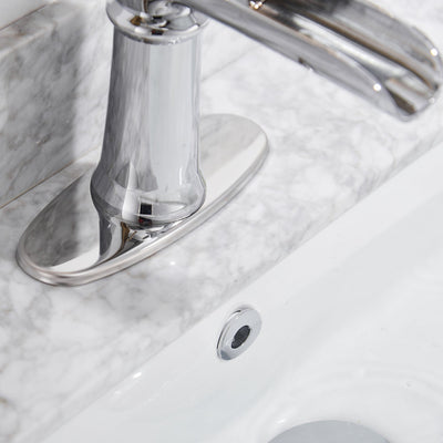 Single Handle Single Hole Bathroom Faucet with Deckplate Included and Supply Lines