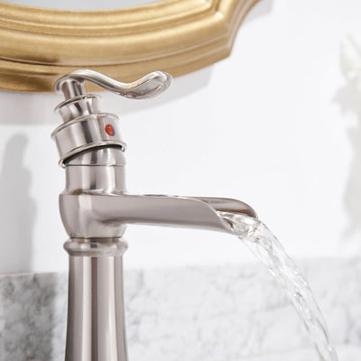 Single Handle Single Hole Bathroom Faucet with Deckplate Included and Supply Lines