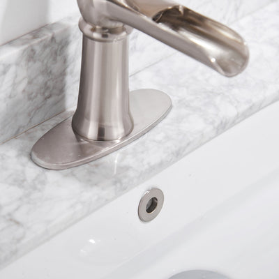 Single Handle Single Hole Bathroom Faucet with Deckplate Included and Supply Lines