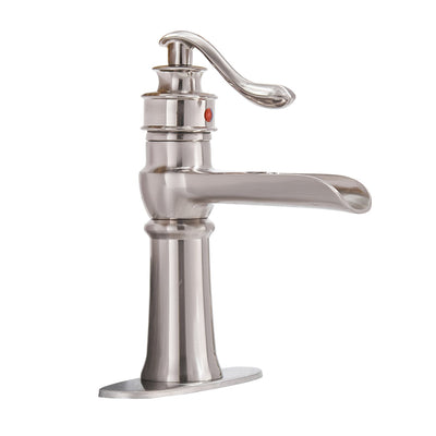 Single Handle Single Hole Bathroom Faucet with Deckplate Included and Supply Lines