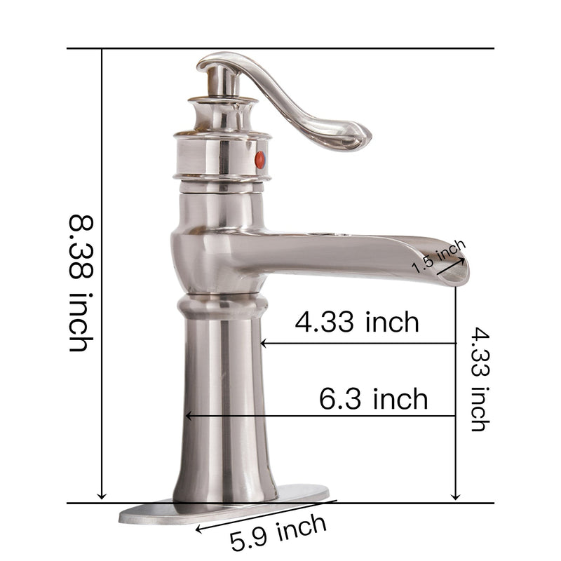 Single Handle Single Hole Bathroom Faucet with Deckplate Included and Supply Lines