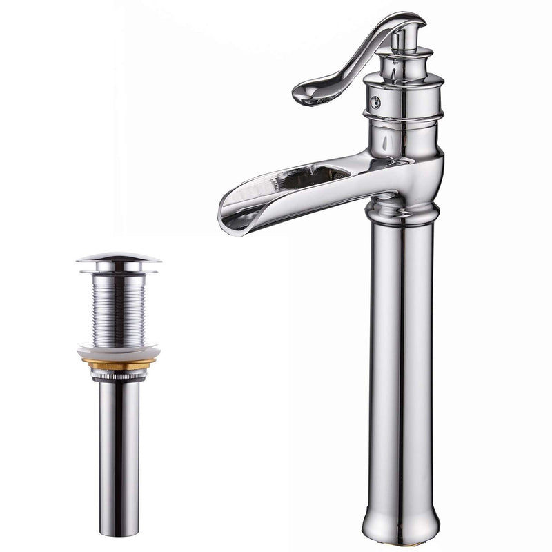 Single-Hole Single-Handle Bathroom Faucet High Spout with Drain Kit Included Corrosion Resistance