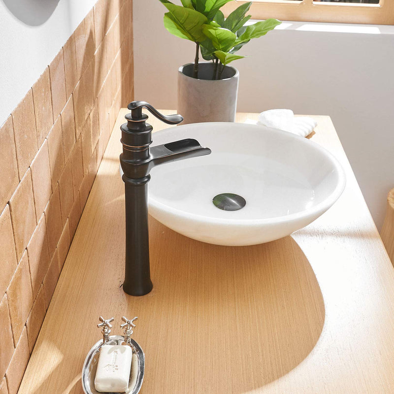 Single-Hole Single-Handle Bathroom Faucet High Spout with Drain Kit Included Corrosion Resistance