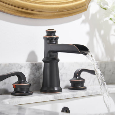 8 in. Widespread Retro Double Handle Bathroom Faucet in Oil Rubbed Bronze(Valve Included)