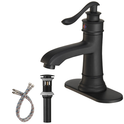 Single Hole Single Handle Low-Arc Bathroom Faucet With Pop-up Drain Assembly