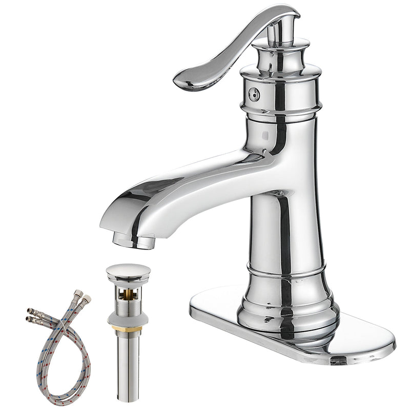 Single Hole Single Handle Low-Arc Bathroom Faucet With Pop-up Drain Assembly