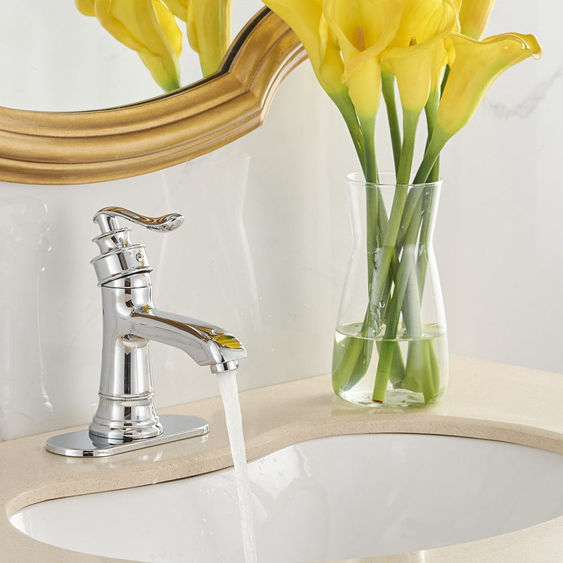 Single Hole Single Handle Low-Arc Bathroom Faucet With Pop-up Drain Assembly