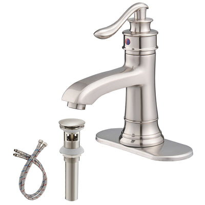 Single Hole Single Handle Low-Arc Bathroom Faucet With Pop-up Drain Assembly