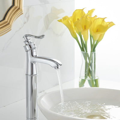 Single Hole Single Handle Bathroom Vessel Sink Faucet With Drain Assembly