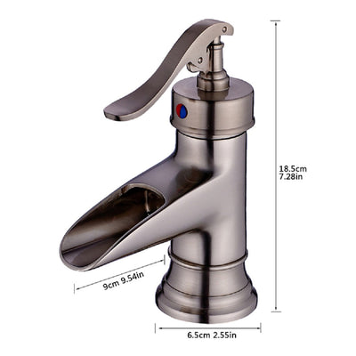 Single Handle Single Hole Bathroom Faucet in Brushed Nickel with Waterfall Spout