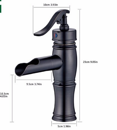 Single Handle Single Hole Bathroom Faucet in Oil Rubbed Bronze with Waterfall Spout