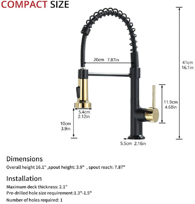 Single Handle Pull Down Sprayer Kitchen Faucet with 360℃ Rotation