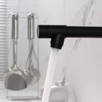 Single Handle Pull Down Sprayer Kitchen Faucet with 360℃ Rotation in Matte Black