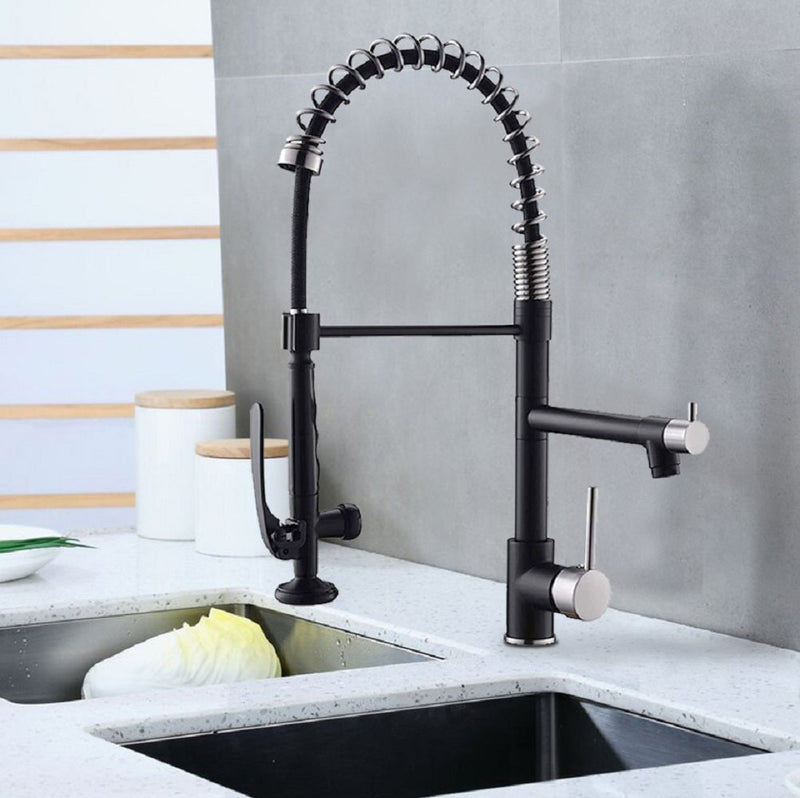 Single Handle Pull Down Sprayer Kitchen Faucet with 360℃ Rotation  in Matte Black